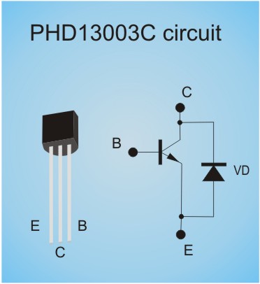 13003 transistor with the diode between the collector and emitter.